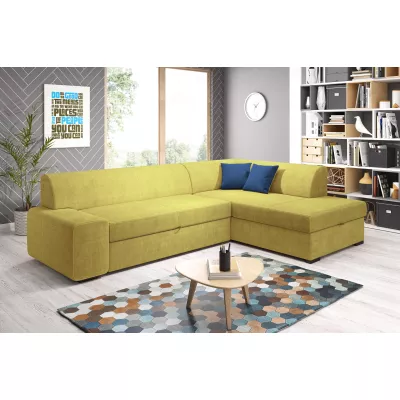 Rohová sedací souprava VALTRUDA - žlutá / modrá, pravý roh