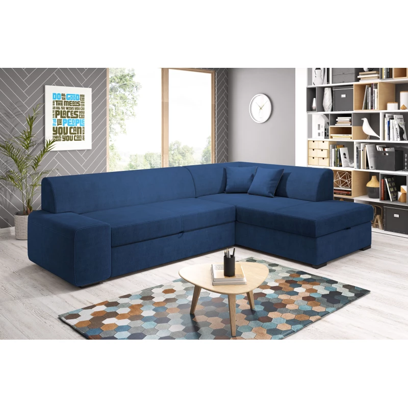 Rohová sedací souprava VALTRUDA - modrá, pravý roh