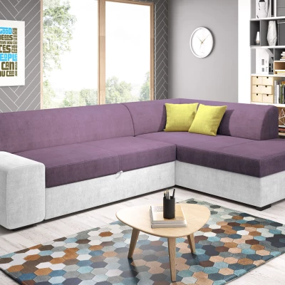 Rohová sedací souprava VALTRUDA - fialová / bílá / žlutá, pravý roh