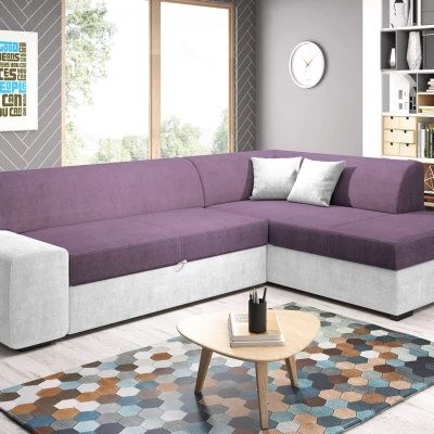 Rohová sedací souprava VALTRUDA - fialová / bílá, pravý roh