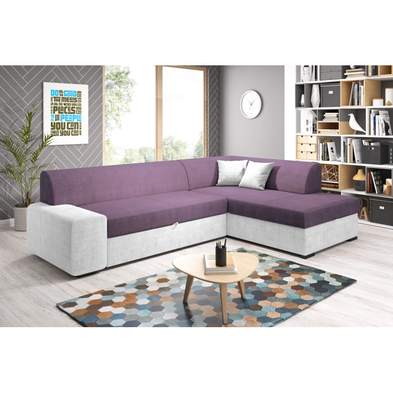 Rohová sedací souprava VALTRUDA - fialová / bílá, pravý roh
