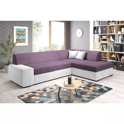Rohová sedací souprava VALTRUDA - fialová / bílá, pravý roh