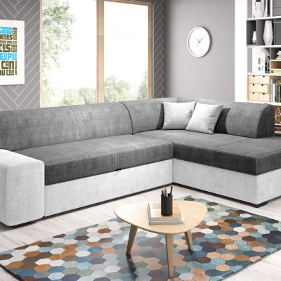 Rohová sedací souprava VALTRUDA - bílá / popelavá, pravý roh