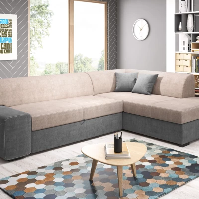 Rohová sedací souprava VALTRUDA - béžová / tmavě šedá, pravý roh