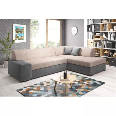 Rohová sedací souprava VALTRUDA - béžová / tmavě šedá, pravý roh