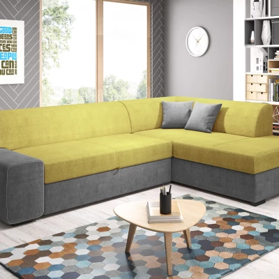 Rohová sedací souprava VALTRUDA - žlutá / tmavě šedá, pravý roh