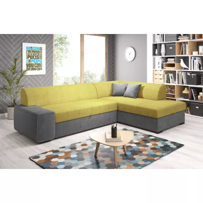 Rohová sedací souprava VALTRUDA - žlutá / tmavě šedá, pravý roh