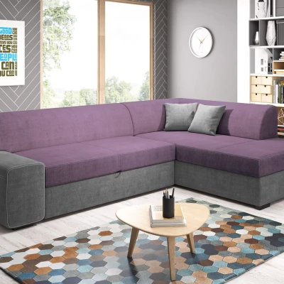 Rohová sedací souprava VALTRUDA - fialová / tmavě šedá, pravý roh