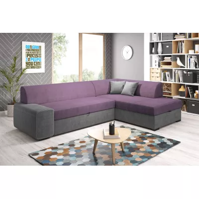 Rohová sedací souprava VALTRUDA - fialová / tmavě šedá, pravý roh