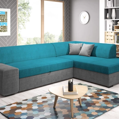 Rohová sedací souprava VALTRUDA - světle modrá / tmavě šedá, pravý roh