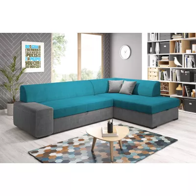 Rohová sedací souprava VALTRUDA - světle modrá / tmavě šedá, pravý roh