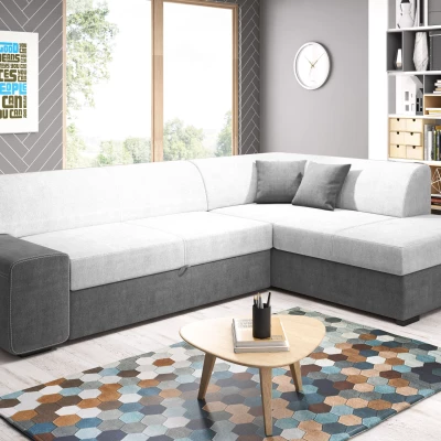 Rohová sedací souprava VALTRUDA - tmavě šedá / bílá, pravý roh