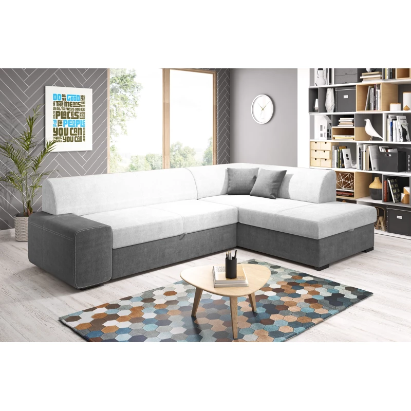 Rohová sedací souprava VALTRUDA - tmavě šedá / bílá, pravý roh