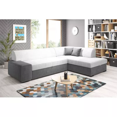 Rohová sedací souprava VALTRUDA - tmavě šedá / bílá, pravý roh