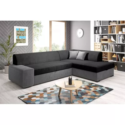 Rohová sedací souprava VALTRUDA - černá 2 / popelavá, pravý roh