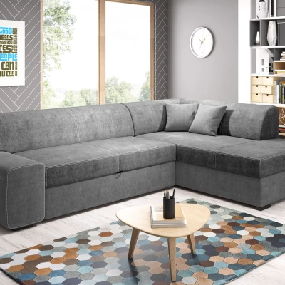 Rohová sedací souprava VALTRUDA - šedá, pravý roh