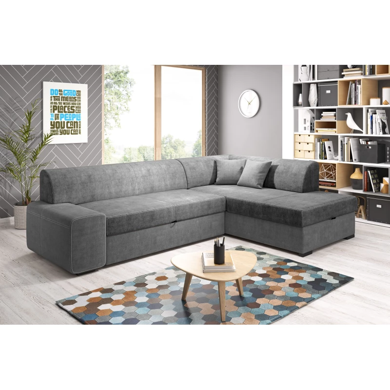 Rohová sedací souprava VALTRUDA - šedá, pravý roh