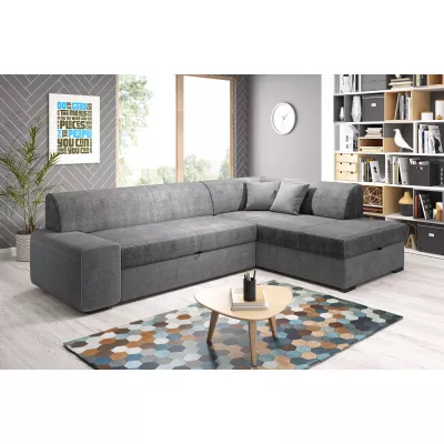 Rohová sedací souprava VALTRUDA - šedá, pravý roh