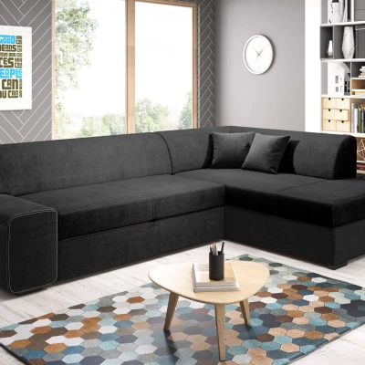 Rohová sedací souprava VALTRUDA - černá 2, pravý roh
