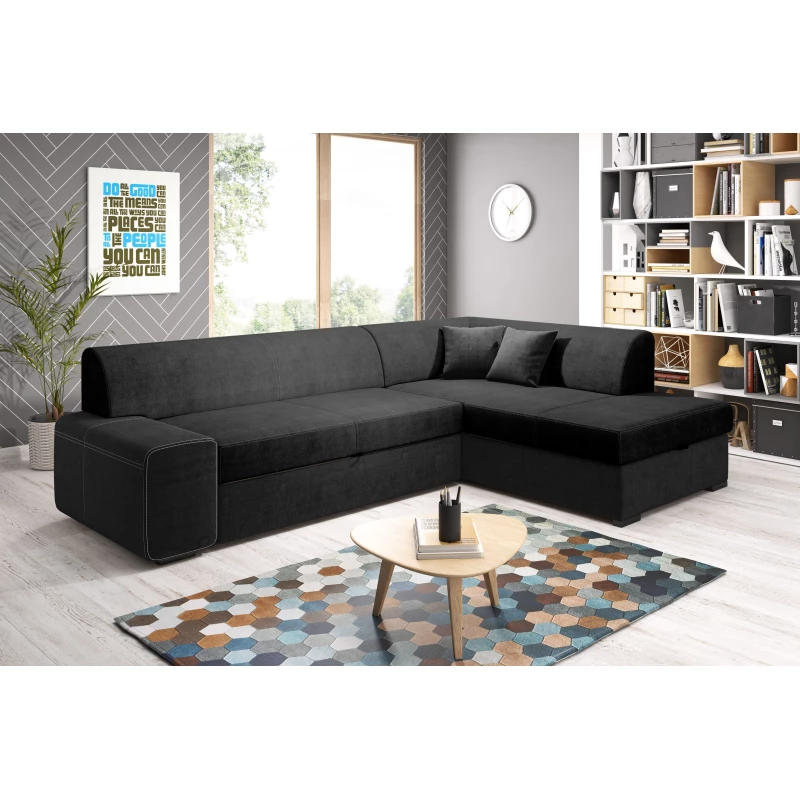 Rohová sedací souprava VALTRUDA - černá 2, pravý roh