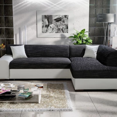 Rohová sedací souprava VALTRUDA - antracit / bílá, pravý roh