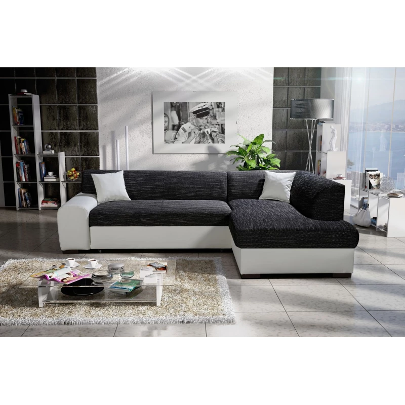 Rohová sedací souprava VALTRUDA - antracit / bílá, pravý roh