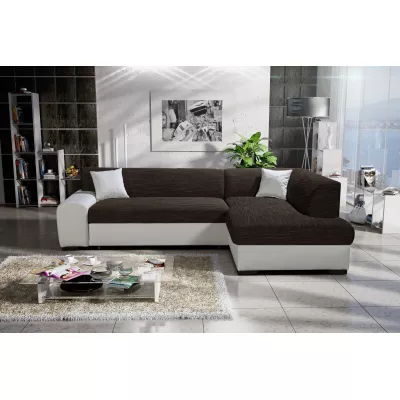 Rohová sedací souprava VALTRUDA - bílá / tmavě hnědá, pravý roh