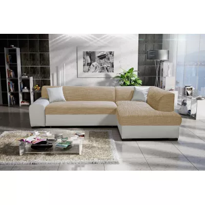 Rohová sedací souprava VALTRUDA - béžová / bílá, pravý roh