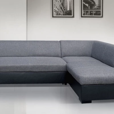 Rohová sedací souprava VALTRUDA - černá eko kůže / šedá, pravý roh