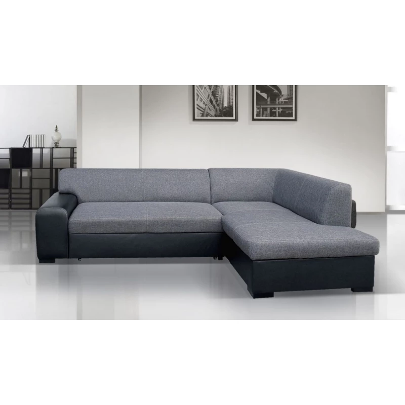 Rohová sedací souprava VALTRUDA - černá eko kůže / šedá, pravý roh