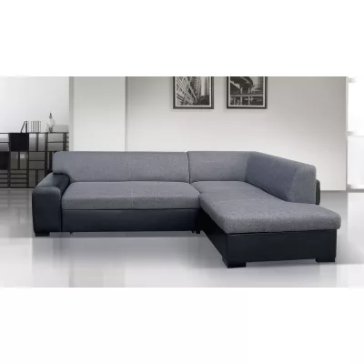 Rohová sedací souprava VALTRUDA - černá eko kůže / šedá, pravý roh