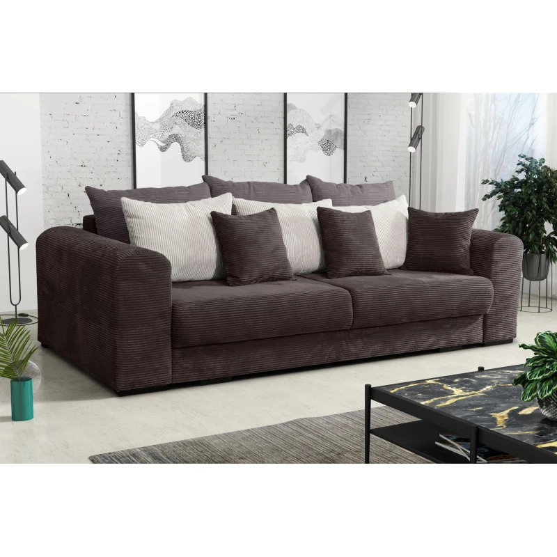 Čalouněná trojmístná pohovka SAHRADA - tmavě šedá / světle šedá / šedá