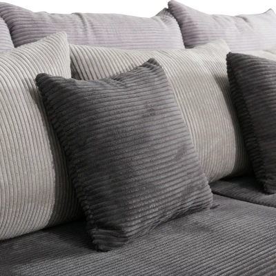 Čalouněná trojmístná pohovka SAHRADA - tmavě šedá / světle šedá / šedá