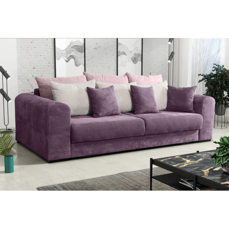 Čalouněná trojmístná pohovka SAHRADA - fialová / světle šedá / růžová