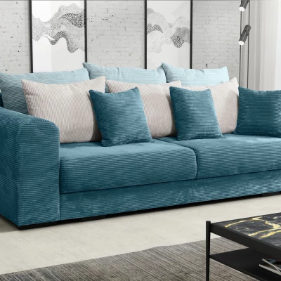 Čalouněná trojmístná pohovka SAHRADA - modrá / světle šedá / světle modrá