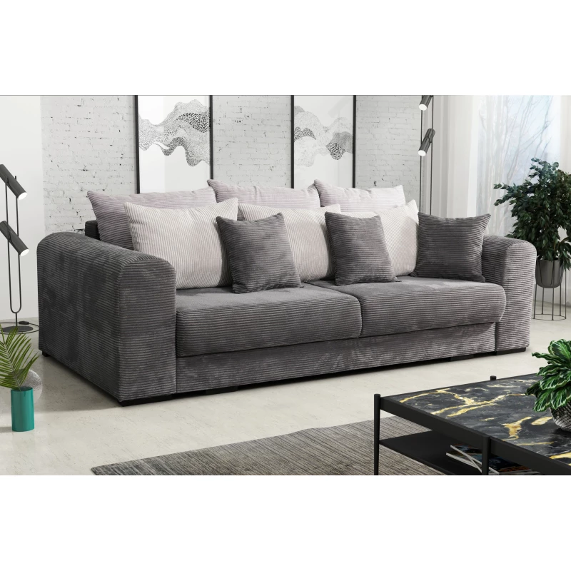 Čalouněná trojmístná pohovka SAHRADA - popelavá / světle šedá / šedá