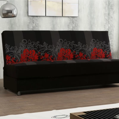 Pohovka s úložným prostorem TEMARI - černá / červená