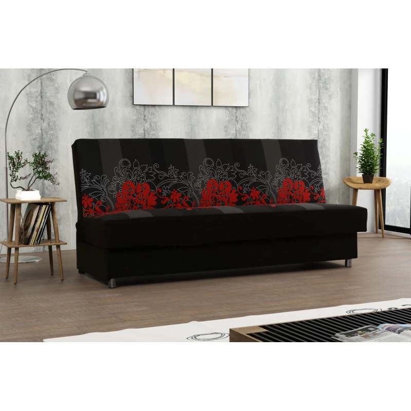 Pohovka s úložným prostorem TEMARI - černá / červená