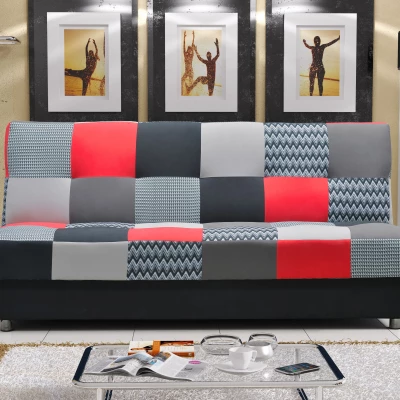 Rozkládací pohovka KATARINA - černá / šedá / červená