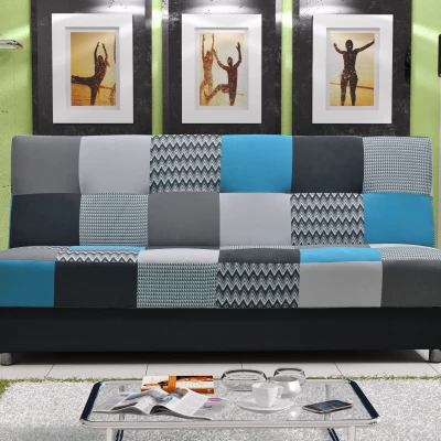 Rozkládací pohovka KATARINA - černá / šedá / modrá