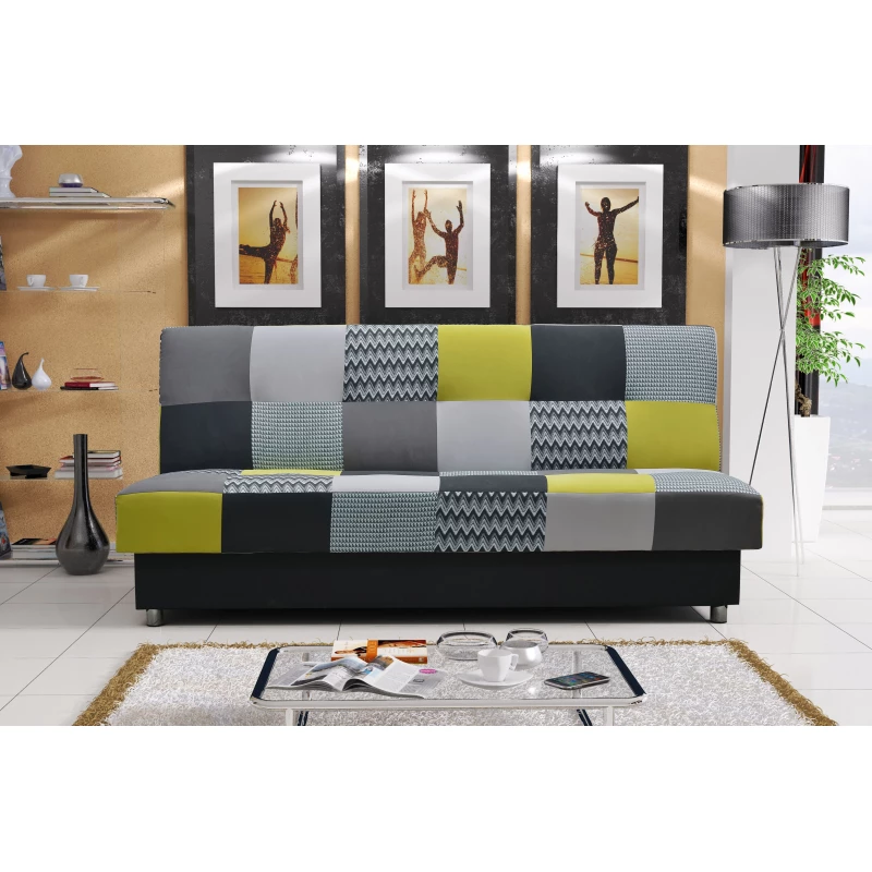 Rozkládací pohovka KATARINA - černá / šedá / zelená