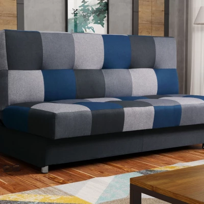 Rozkládací pohovka KATARINA - tmavě šedá / šedá / modrá