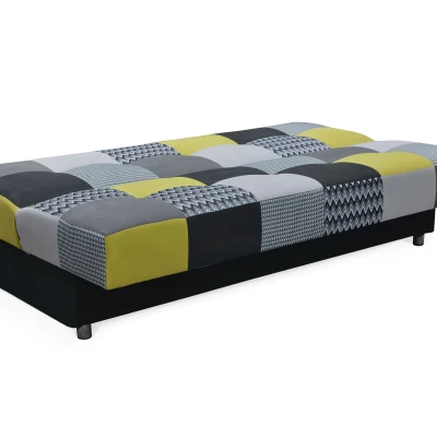 Rozkládací pohovka KATARINA - tmavě šedá / šedá / žlutá