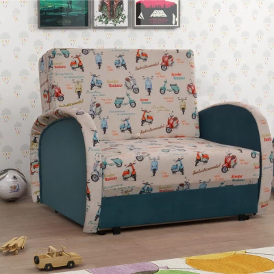 Dětská rozkládací pohovka DAJKA - modrá / béžová