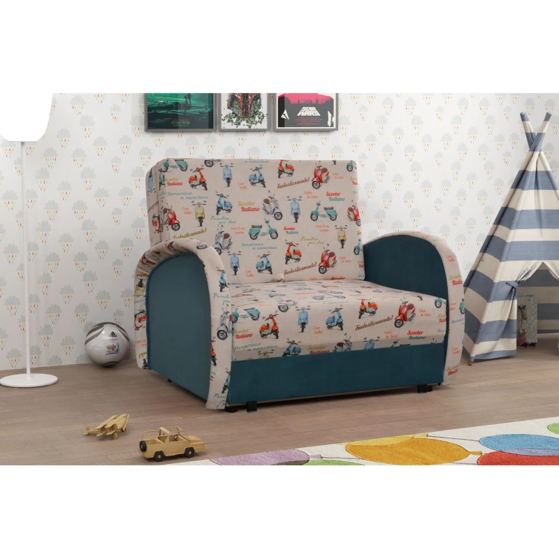 Dětská rozkládací pohovka DAJKA - modrá / béžová