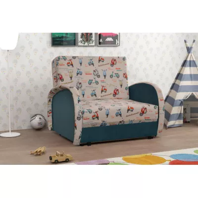 Dětská rozkládací pohovka DAJKA - modrá / béžová