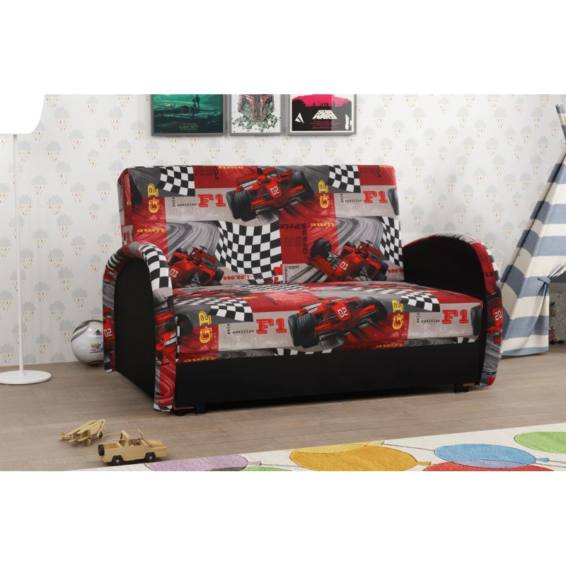 Dětská dvoumístná pohovka DAJKA - černá / červená