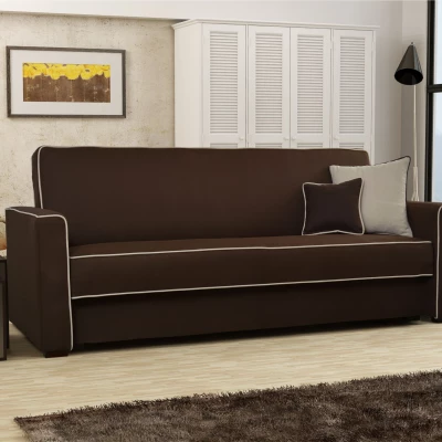 Rozkládací pohovka SALOMENA - tmavě hnědá / béžová