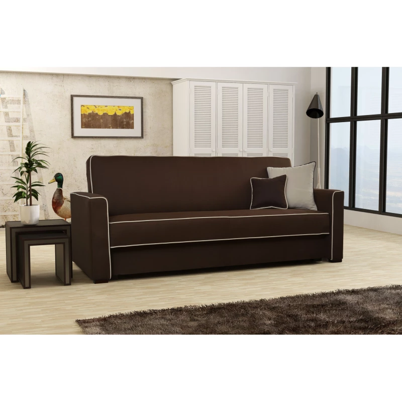 Rozkládací pohovka SALOMENA - tmavě hnědá / béžová