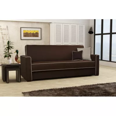 Rozkládací pohovka SALOMENA - tmavě hnědá / béžová